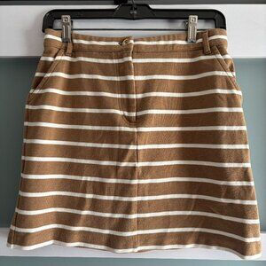Boden Camel & White Striped A-Line Mini Skirt - Size US 8 / UK 12